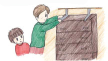 家具の転倒防止対策を行うイラスト