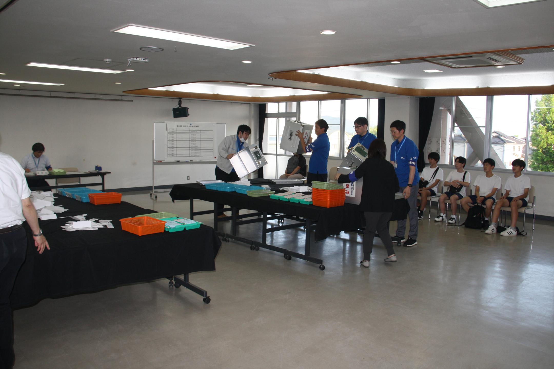 開票を見守る立候補者